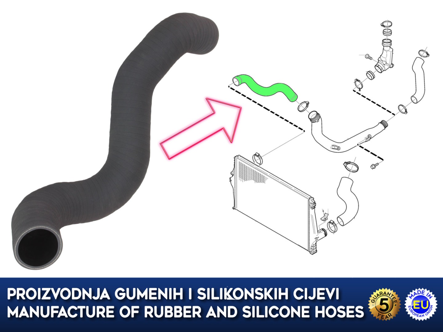 Zamjensko crijevo intercoolera turbine VOLVO S80 2.4 / D / D5, 30645936