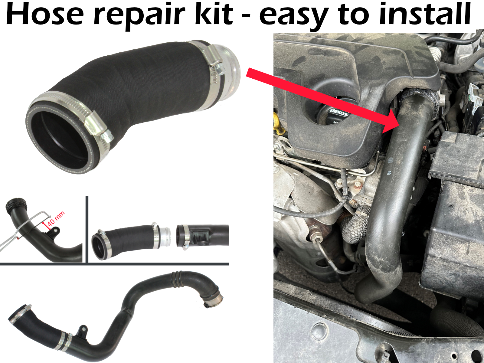 Replacement intercooler intake manifold hose repair kit OPEL / VAUXHALL INSIGNIA  B 1.6 CDTI, 39082935, 39155301, 39082934, 39155302, 3915530, GM39082935, 461071664
