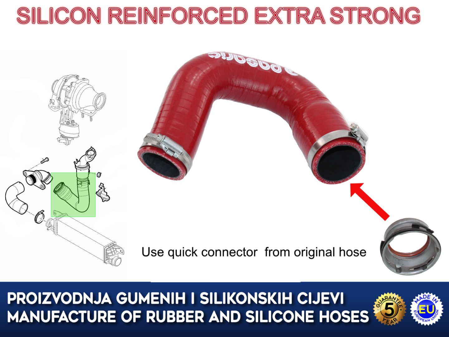 Replacement intercooler and turbine hose ALFA ROMEO GIULIETTA 1.6 JTD, 50517103, 50517510